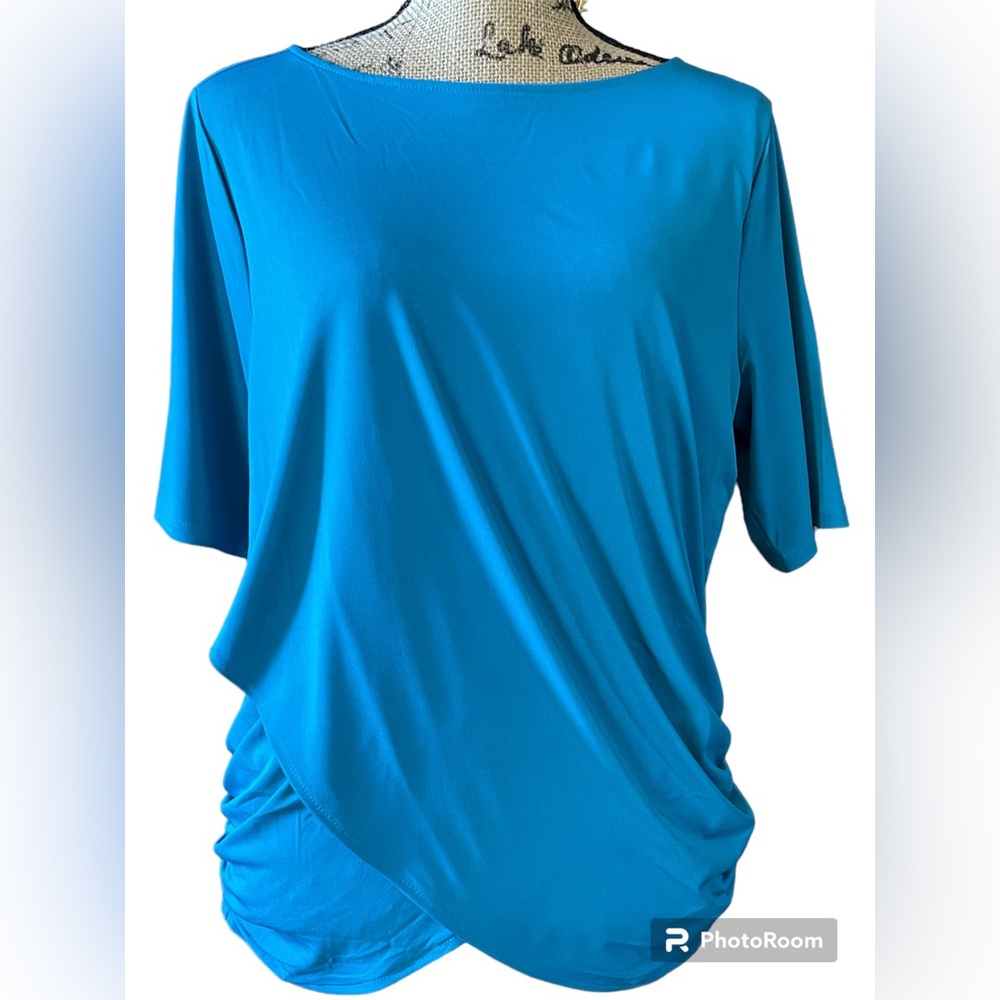 Worthington PXL Teal Faux Wrap Top